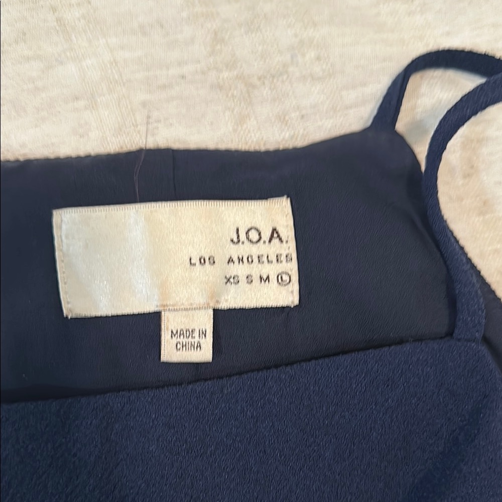 J.O.A. Navy Cold Shoulder Ruffle Top - Picture 2 of 5